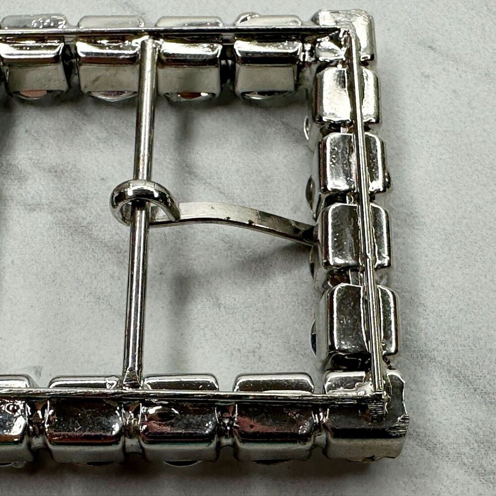 Square Rhinestone Silver Tone Belt Buckle - Picture 7 of 14